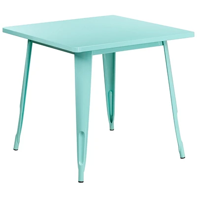31.5'' Square Black Metal Indoor-Outdoor Table