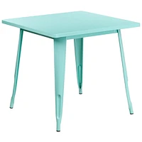 31.5'' Square Black Metal Indoor-Outdoor Table