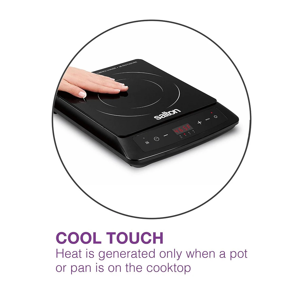 Salton Portable Induction Cooktop ID2113, 8 Cooking Levels, 1500 W