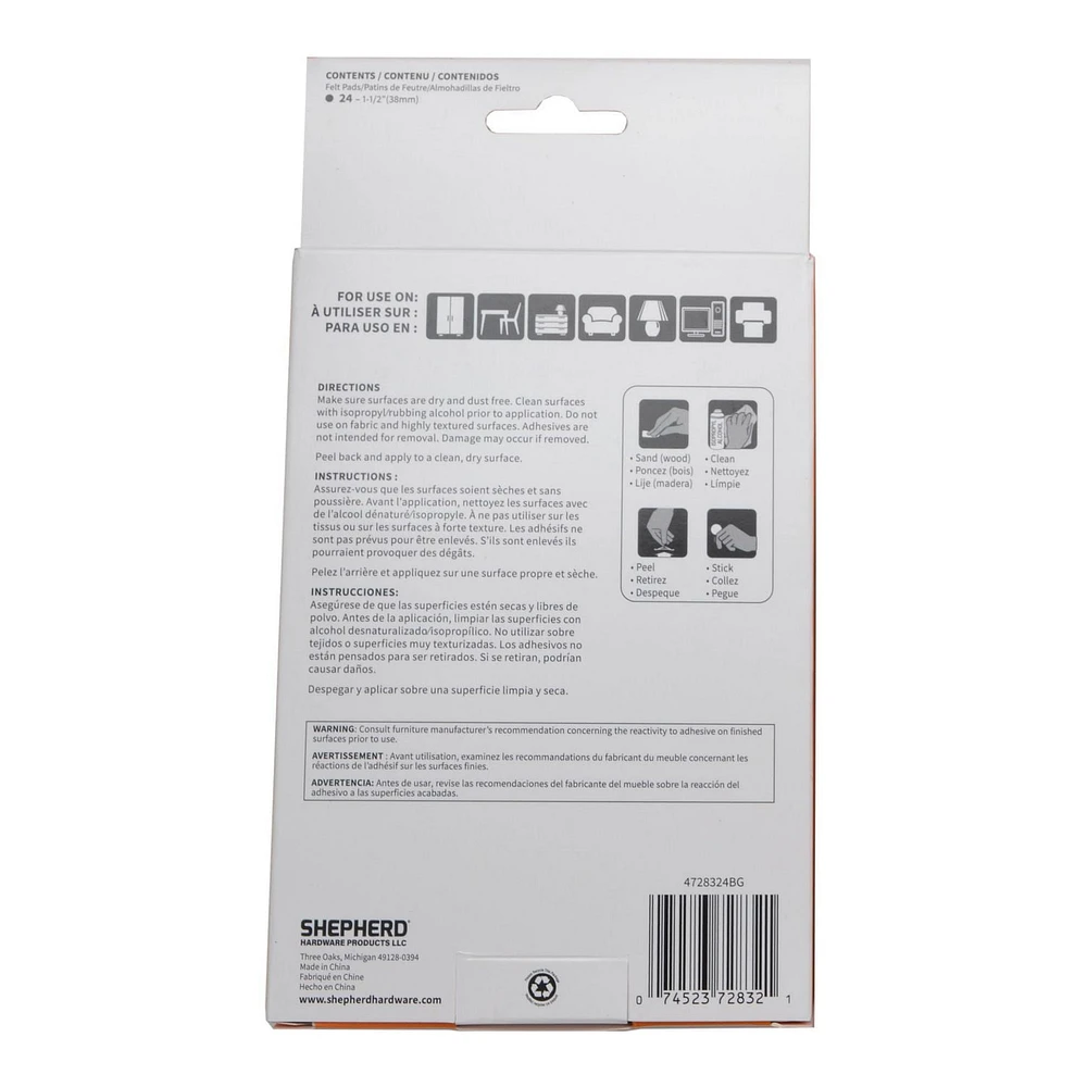 Super Slider Avec Gorilla Glue 1.5" brun patins ronds en feutre 24pc 1.5" Round Felt Pads