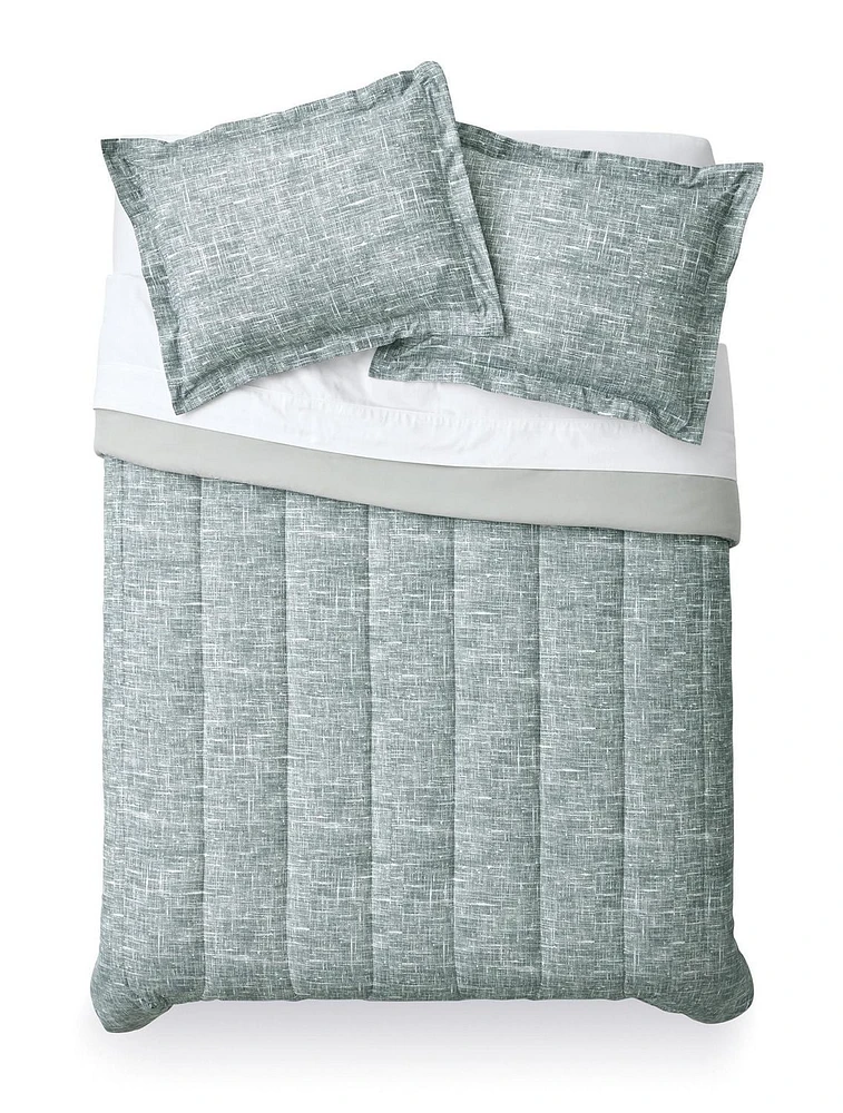 Mainstays Grey Grid Comforter Set, Available in Twin, Double and Queen