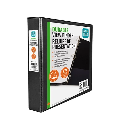 PEN+GEAR 1.5” DURABLE VIEW BINDER, Slant D-Ring,  BLACK