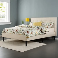 Zinus Ibidun Button Tufted Upholstered Platform Bed Frame with Headboard