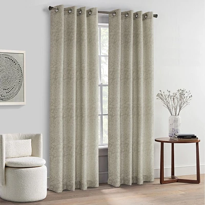 Loft Living Meera, filtrant la lumière panneau de rideau à œillets texturé à motif feuilles 52" x 95", argent