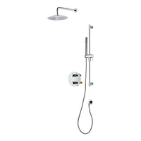 Valve thermostatique ronde 3 functions, Douchette à main, pomme de douche ou simultanément, fini chrome