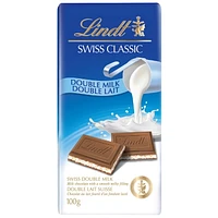 Lindt SWISS CLASSIC Double Milk Chocolate Bar, 100 Grams, 100 g