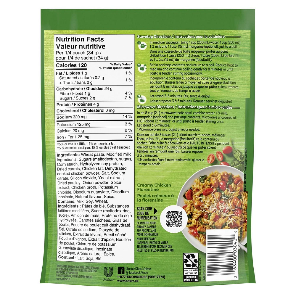 Knorr Sidekicks Creamy Chicken Fusilli Pasta Side Dish, 134 g Side Dish