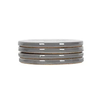 Ensemble de quatre dessous de verre en porcelaine Linden avec fini gris dictons divers 9,8 cm de diamètre
