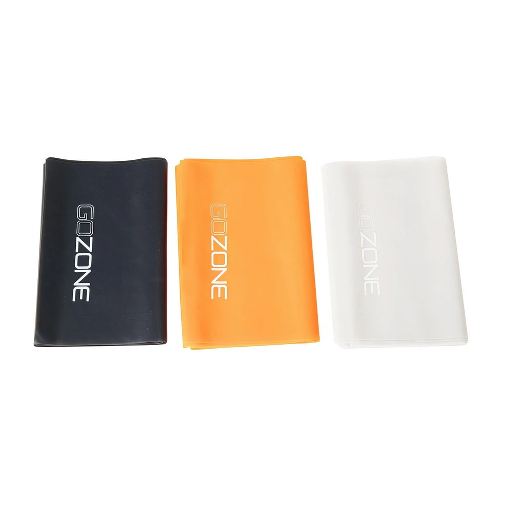 GoZone 3-Pack Flat Resistance Bands – Black/Orange/White, Made from durable material