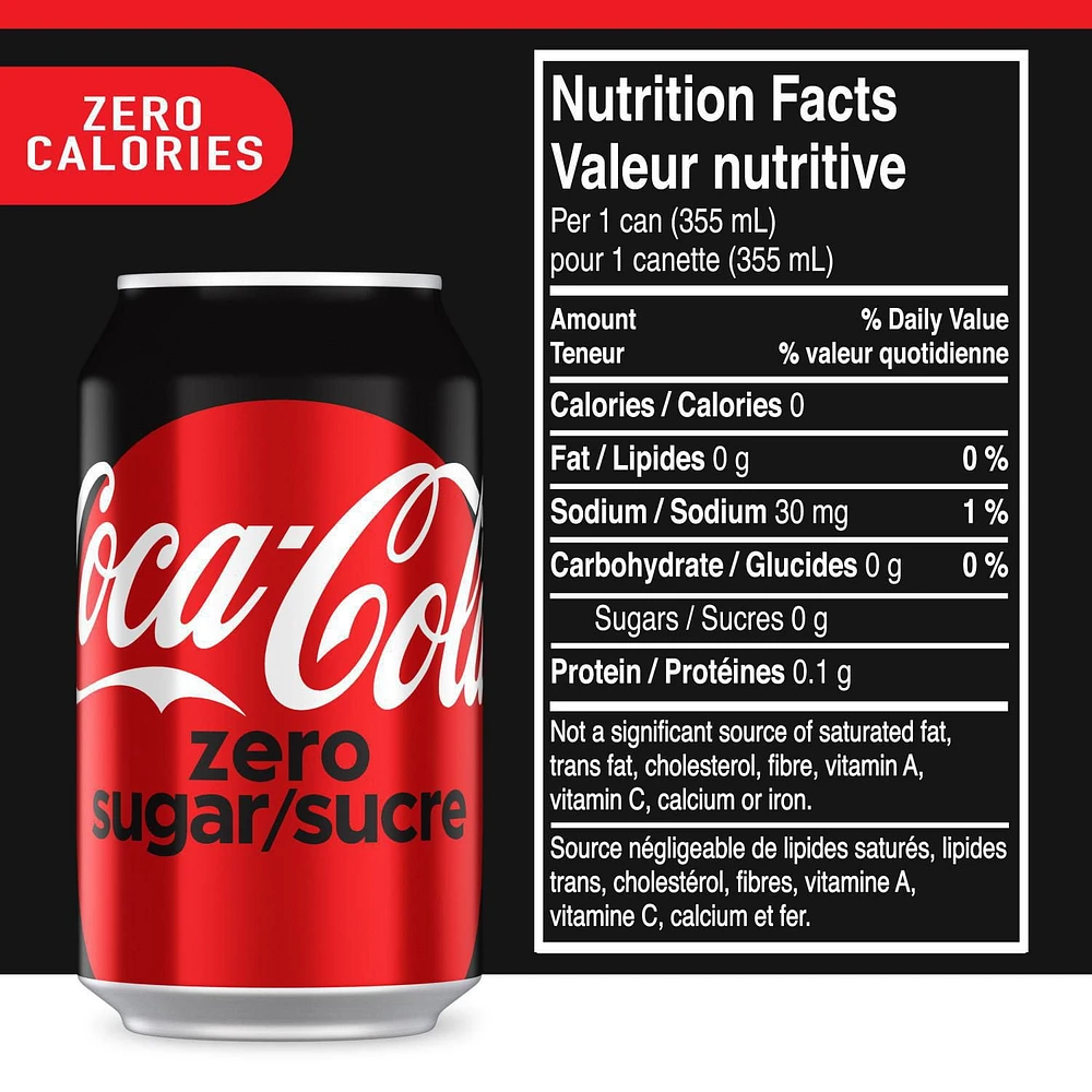 Coca-Cola Zero Sugar 355mL Cans, 12 Pack, 12 x 355 mL