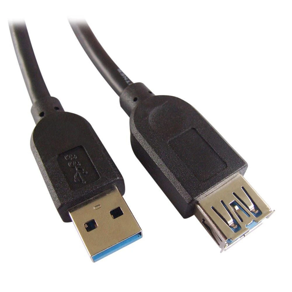 Câble USB 3.0 BlueDiamond A vers A, mâle à femelle - Transfert de données à haute vitesse, durable, noir, 6 pi (1,8 m)