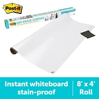 Surface effaçable à sec super collante DEF8x4 Post-it®, 4 pi x 8 pi (1,21 m x 2,43 m)