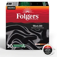 Folgers Black Silk Dark Roast K-Cup Coffee Pods, 30 Count, 30 pods