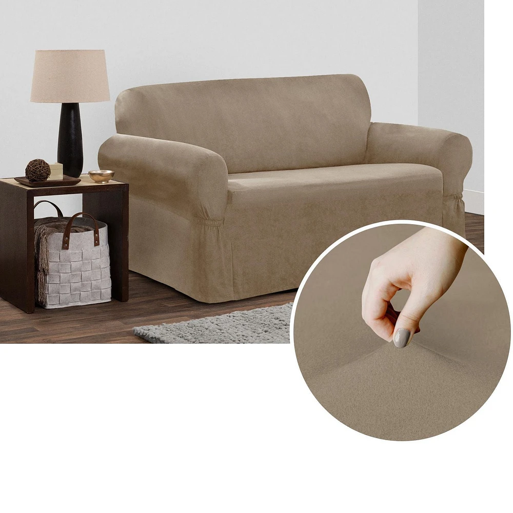 Housse de causeuse 1 pièce en tissu extensible doux au toucher SmartFit, ocre