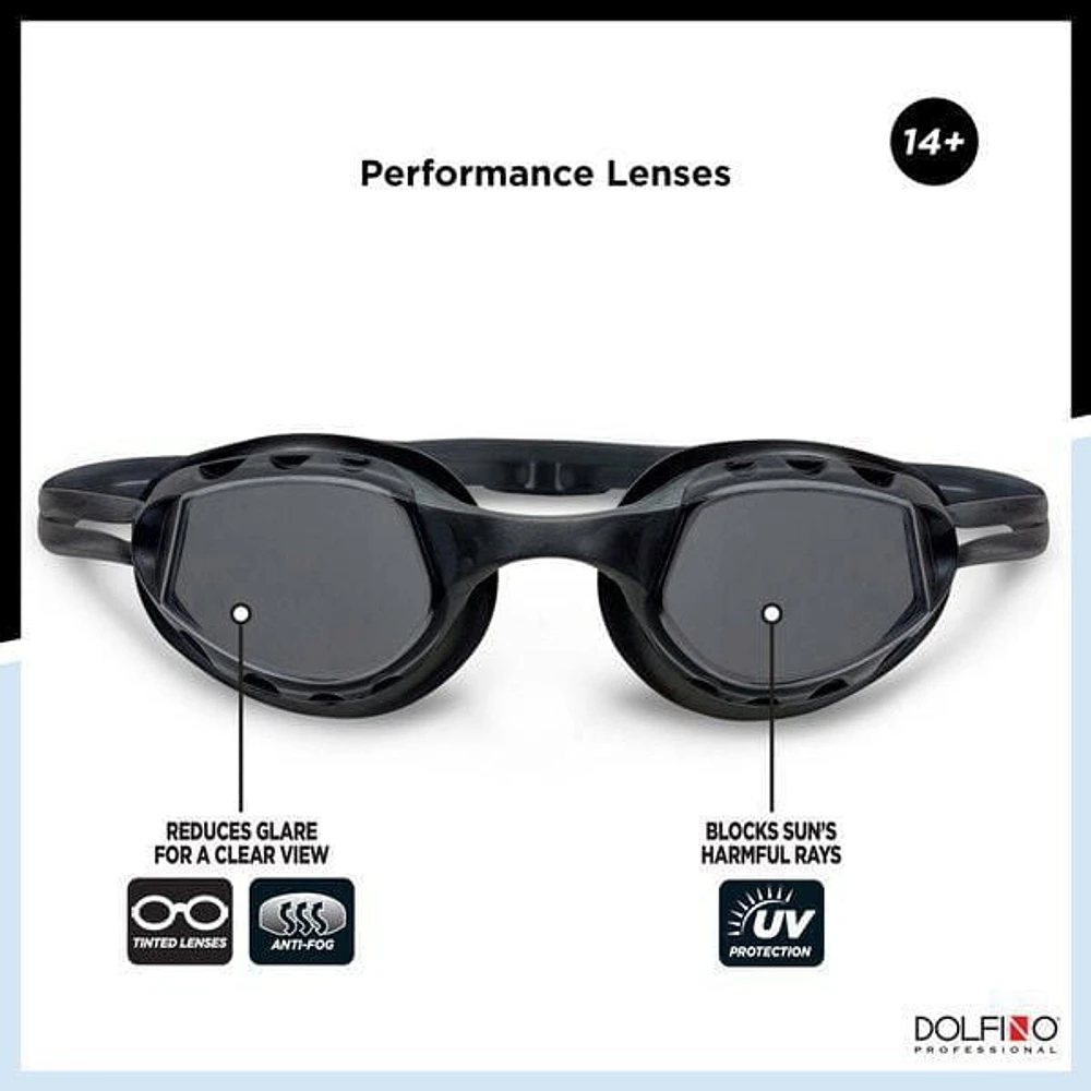 Lunettes de natation Dolfino Pro Pacesetter pour adultes - Noir Lunettes de natation adultes