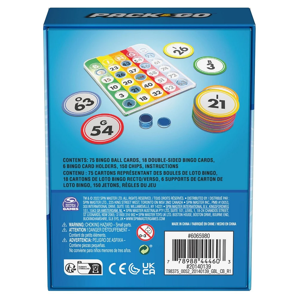 Pack & Go Bingo Game from Spin Master Games Outdoor Games Kids Games Yard Games Portable Rainbow Bingo Chips Games for Adults and Kids Ages 8 and up