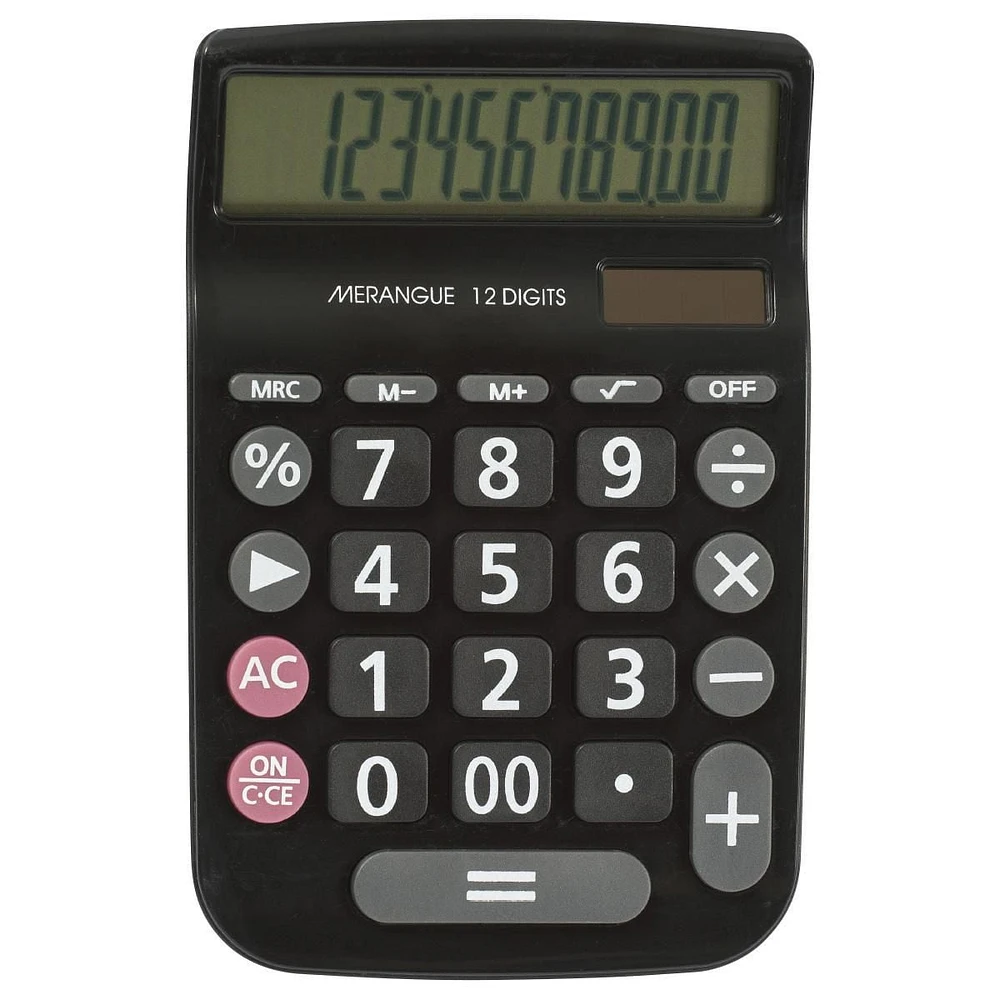 Calculatrice de bureau à 12 chiffres, noir, paquet de 2
