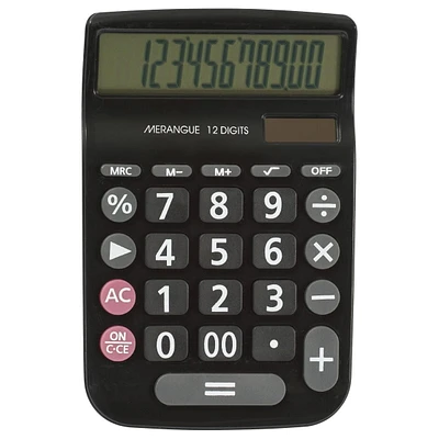 Calculatrice de bureau à 12 chiffres, noir, paquet de 2