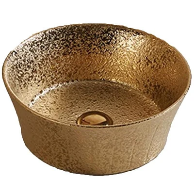 American Imaginations -in. W Above Counter Gold Bathroom Vessel Sink For Deck Mount Deck Mount Drilling AI