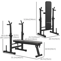 Soozier Adjustable Weight Bench Foldable with Barbell Rack and Dip Station