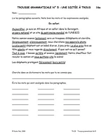 French Reproducible Teaching Activities for the FSL Classroom Grammer Kit - No 5