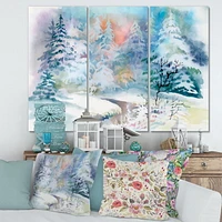 Designart Paysage d'hiver avec Snowy River I Art mural sur toile