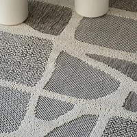 Tapis d'interieur exterieur abstrait Rug Branch Hogar, gris creme, moderne - Salon, chambre, salle a manger et cuisine