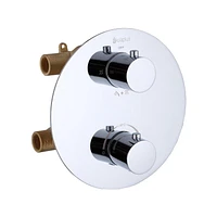 Valve thermostatique ronde 3 functions, Douchette à main, pomme de douche ou simultanément, fini chrome