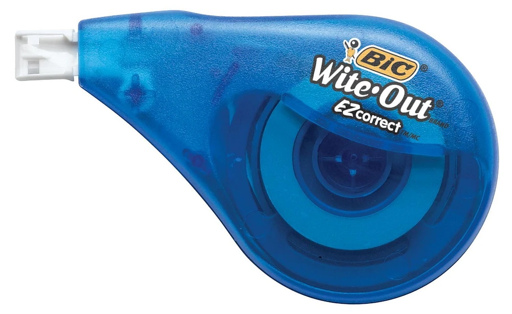 Ruban correcteur BIC Wite-Out EZ Correct, 12 mètres, paquet de 12 rubans correcteurs blancs, ruban résistant à la déchirure, rapide, propre et facile à utiliser, fournitures scolaires ou de bureau