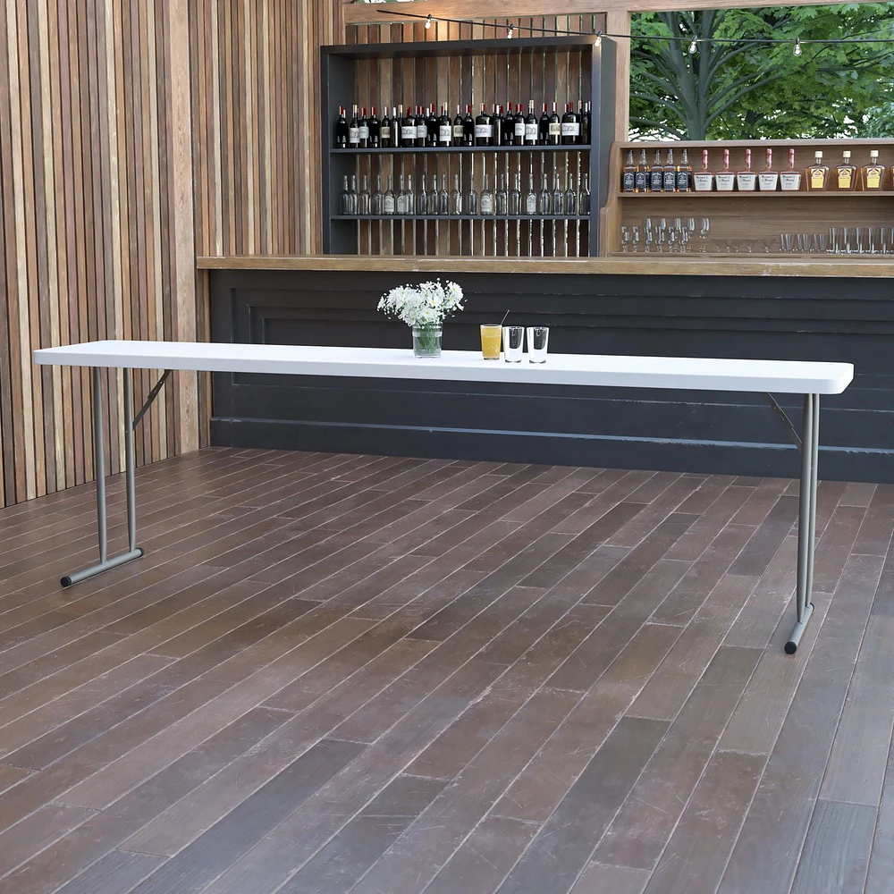 Table de formation pliante en plastique blanc granite de 18 po larg. x 96 po long.