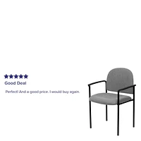 Chaise de réception auxiliaire empilable de confort en acier et tissu gris avec appui-bras