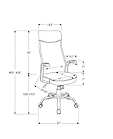 Monarch Specialties Office Chair, Adjustable Height, Swivel, Ergonomic, Armrests, Computer Desk, Work, Metal, Mesh, Grey, Black, Contemporary, Modern