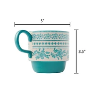 Pioneer Woman Ditsy Stacking Stoneware Mugs, 12.47 Ounces