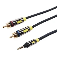 onn. 6 FT./1.8 m 3.5 mm to 2-Male RCA Audio Cable with Gold Contacts, Reliable Connection