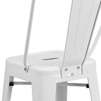 Tabouret à la hauteur de comptoir en métal blanc de 24 pouces de hauteur pour l'intérieur et l'extérieur avec dossier
