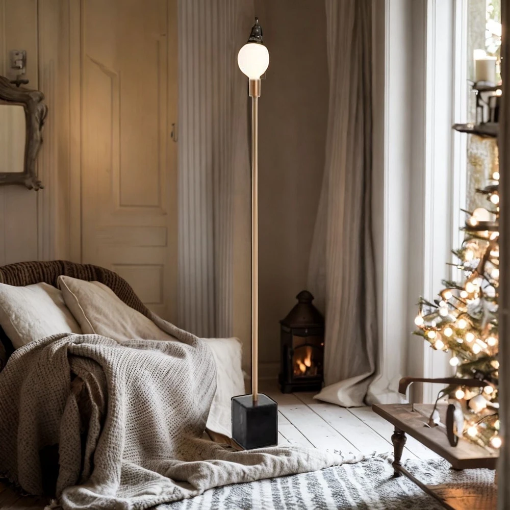 Farmann Floor Lamp with Black natural marble base