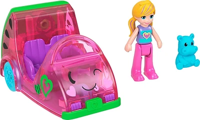 Polly Pocket Doll and Toy Car, Food Theme