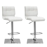 CorLiving Hudson Lot de 2 tabourets de bar carrés réglables et pivotants en similicuir moderne avec dossier, tabourets de cuisine élégants, chaises de bar confortables pour la maison, base sur piédest