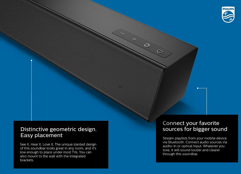 Philips Haut-parleur 2.0 Soundbar avec HDMI ARC, TAB5105