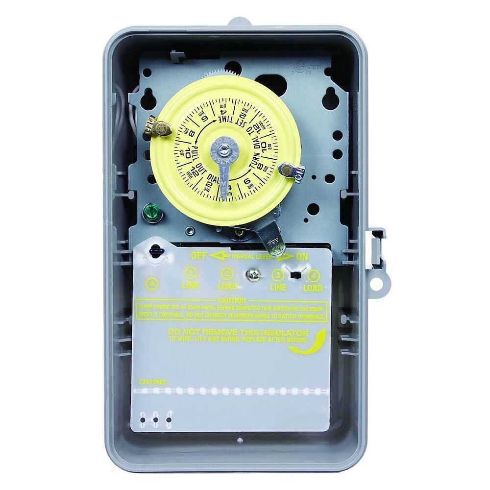 Minuterie mécanique Intermatic 24 heures, 208-277 VAC, 60 Hz, DPST, boîtier en plastique intérieur/extérieur