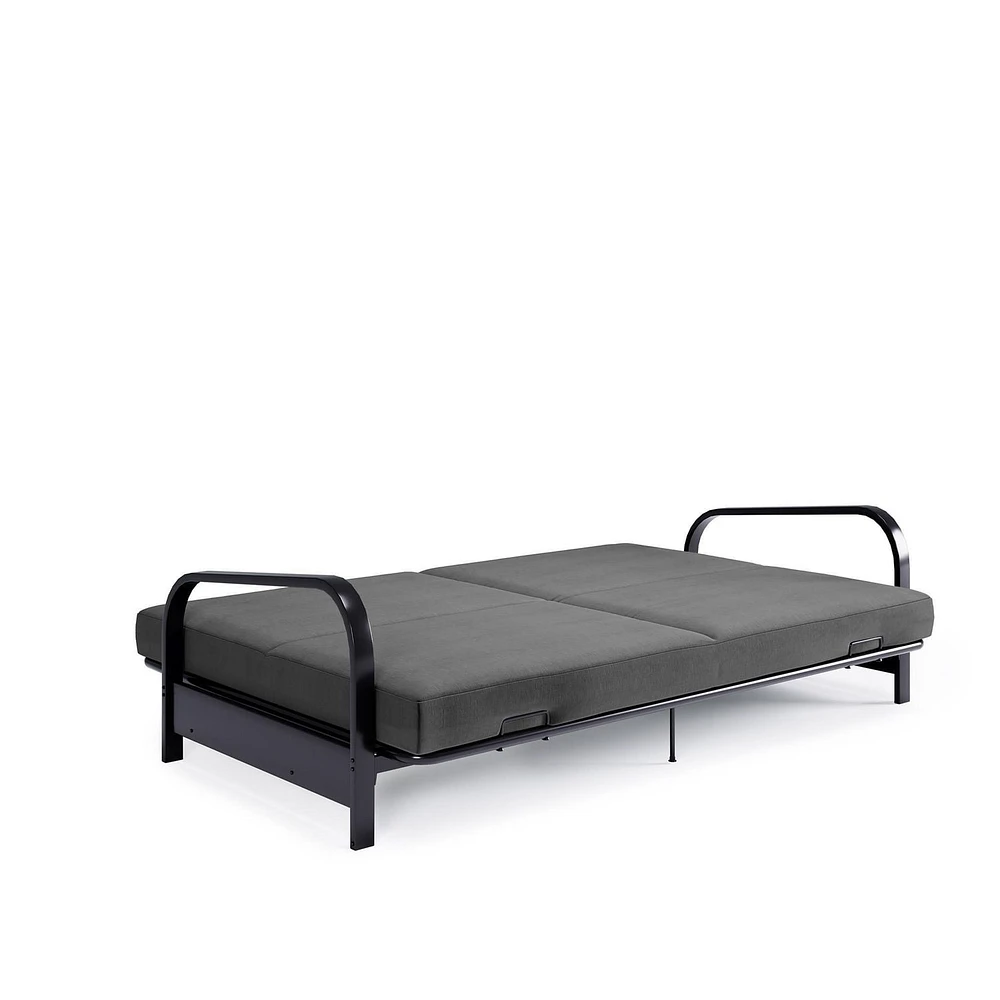 DHP Black Metal Arm Futon Frame with 6-Inch Pocket Coil Futon Mattress