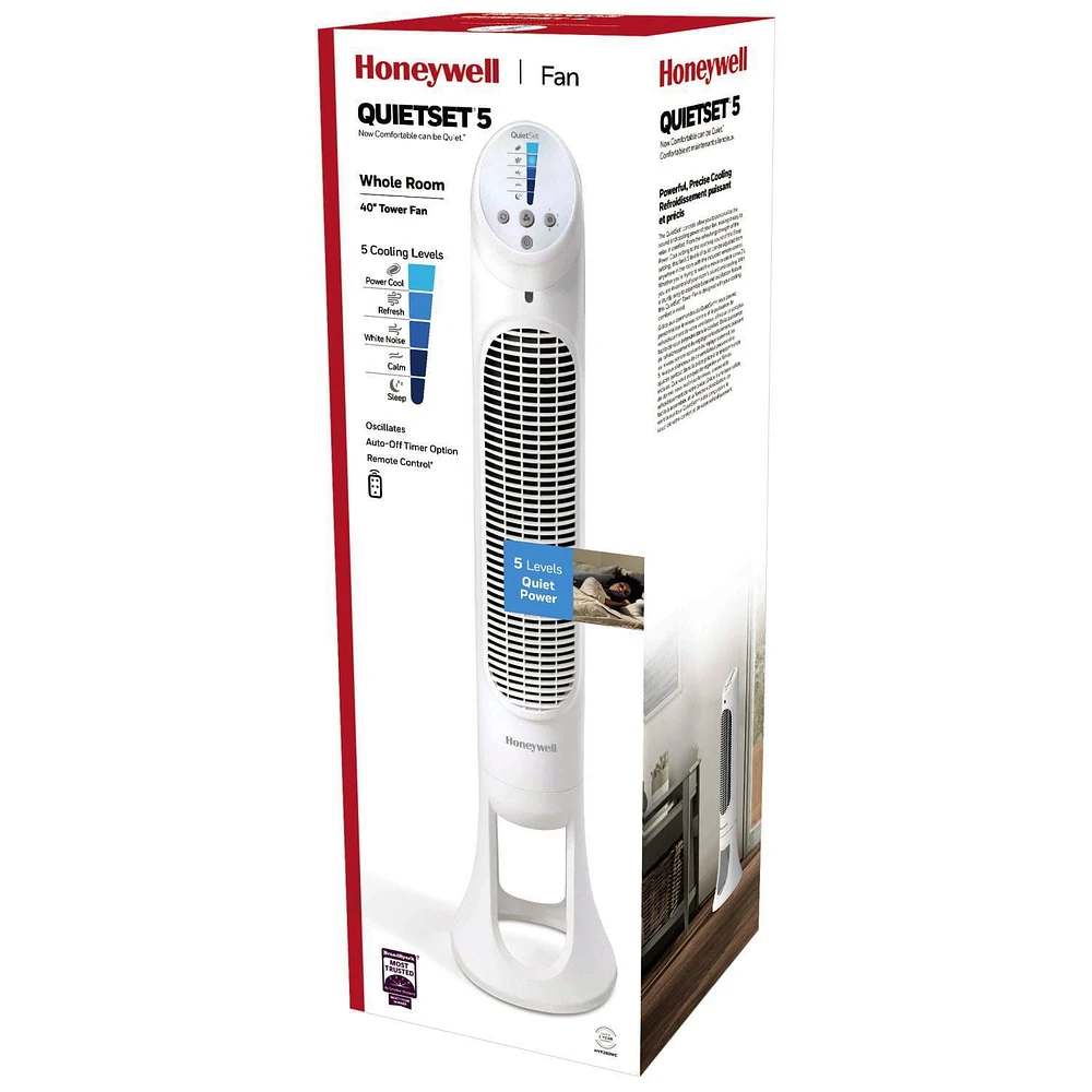 Ventilateur tour de 101 cm pièce entière QuietSetᴹᴰ 5 HYF260WC Honeywell