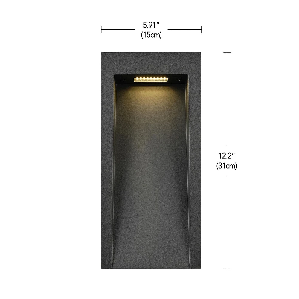 Applique murale d’extérieur ou d’intérieur à DEL intégrées de 12 W Vincent, noir mat