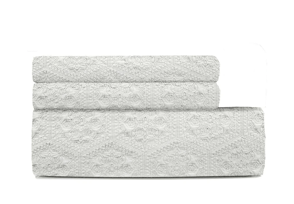 Johnson Home Cotton Quilts Set Persian Hexagon Ivory