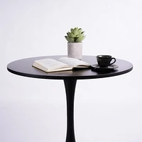 Homy Casa 31.5 Inch Dia Modern Round Dining Table - Sleek Bistro Table with Stable Base, White/ Black