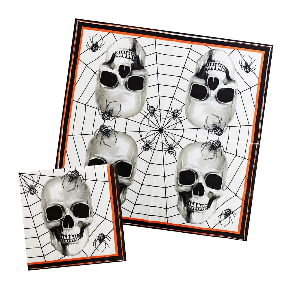 Serviette en papier crâne d'Halloween de 13 pouces