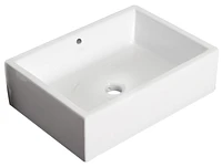 American Imaginations -in. W Above Counter White Bathroom Vessel Sink Set For Wall Mount Drilling AI