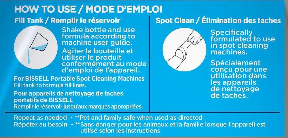 Détachant Professionnel Perfectionné de BISSELL pour les shampouineuses portatives Éliminer des taches avec Oxy