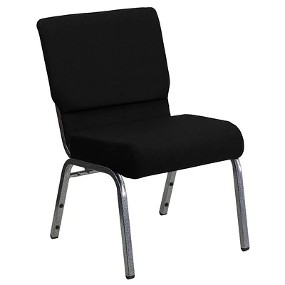 Chaise d’église empilable de la collection Hercules de Flash Furniture en tissu noir de 53,34 cm (21 po)
