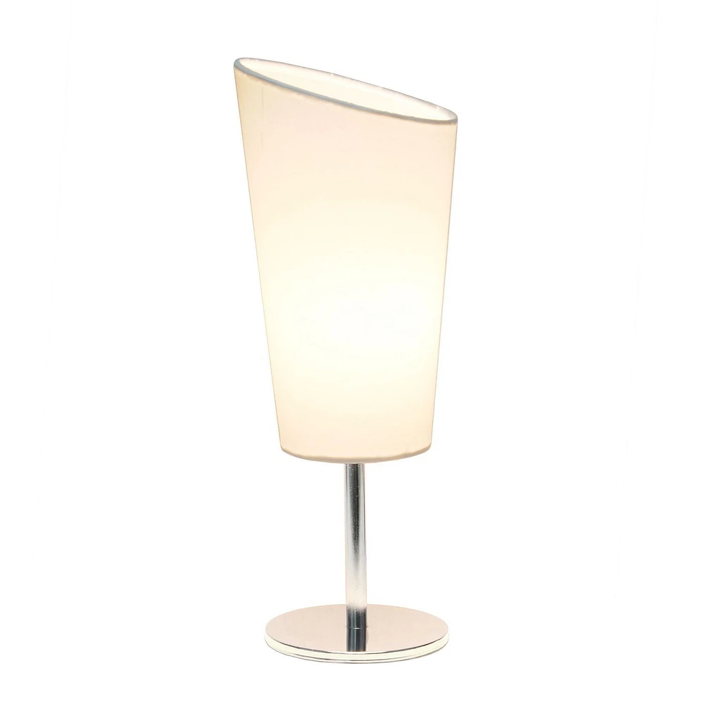 Simple Designs Mini lampe de table chromée avec abat-jour en tissu inclin